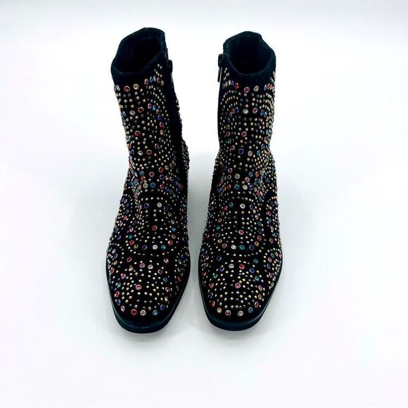 Jeffrey Campbell x Free People Boots Ankle Black Rhinestones Embellished 7.5 - Picture 9 of 12